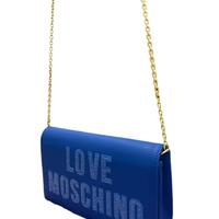 Love Moschino Borsa blu a tracolla logo lettering