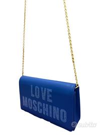 Love Moschino Borsa blu a tracolla logo lettering