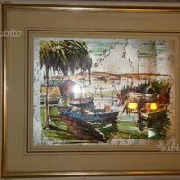 Quadro lamina d'Argento "Paesaggio Marino"