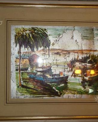 Quadro lamina d'Argento "Paesaggio Marino"