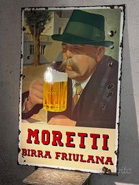 Insegna smaltata Birra Moretti anni 50
