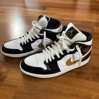 Nike Air Jordan 1 Mid Nere-Bianche-Oro | 44,5