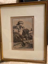 Stampa antica Castello Trento Giuseppe Anders