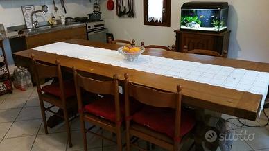 Tavolo in legno, artigianale, misure 230x86 (h 81)