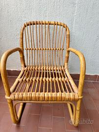Sedia bambino in vimini vintage anni 70