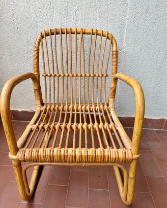 Sedia bambino in vimini vintage anni 70