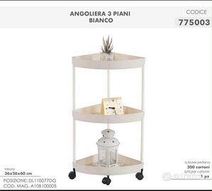 Angoliera Salvaspazio 3 Piani con Ruote - Bianco -