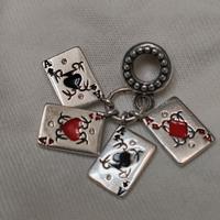 ciondolo argento 925 con carte poker, nuovo 