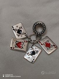 ciondolo argento 925 con carte poker, nuovo 