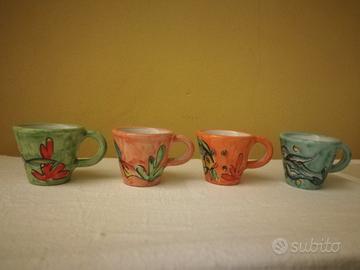 4 tazze decorate a mano ceramica Amalfi