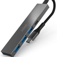Nilox NXHUBUSBC02 Hub USB con 4 Porte, 3 porte USB