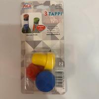 3 tappi sintetici colorati