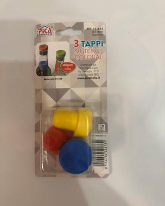 3 tappi sintetici colorati