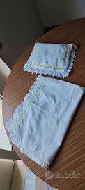 Set Lettino Vintage per Bambole Lenzuolino Cuscino