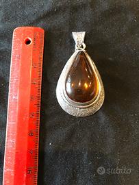 Ciondolo Maya Argento Puro 999 e Ambra Naturale