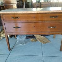 cassettiera cm. 112x54x76h con piano in marmo 