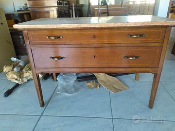 cassettiera cm. 112x54x76h con piano in marmo 