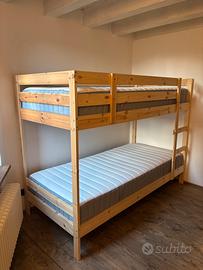 Struttura per letto a castello di legno+2 materass