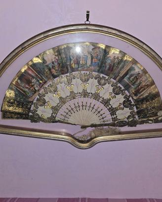 Ventaglio in seta dipinta con teca, fine '800

