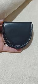 porta monete uomo a tacco in vera pelle, blu navy