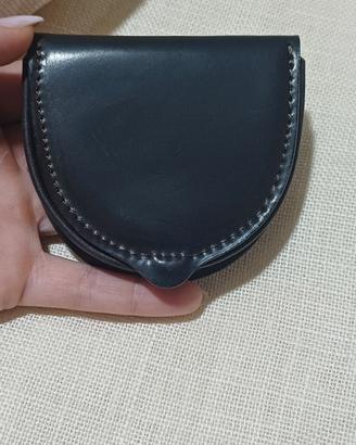 porta monete uomo a tacco in vera pelle, blu navy
