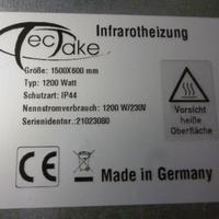 PANNELLO RADIANTE TecTake 1200w infrarossi