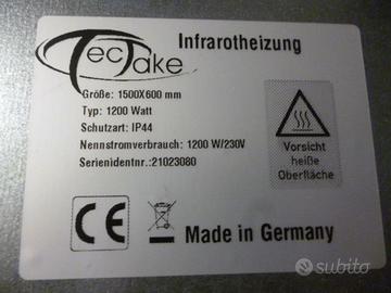 PANNELLO RADIANTE TecTake 1200w infrarossi