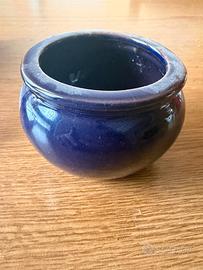 Vasetto ceramica smaltata blu/viola vintage