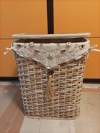 Cestino per il bucato in vimini/cotone