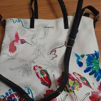 borsa Desigual originale bianca con colibri'