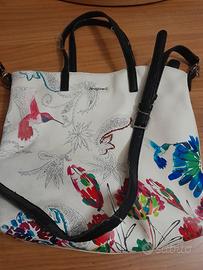 borsa Desigual originale bianca con colibri'