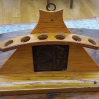 Portapipe in legno 6 posti con effigie pellerossa.