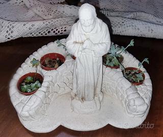 Statuetta vintage  Padre Pio  fioriera  bianco