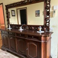 Madia con specchio decorato a mano