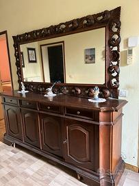 Madia con specchio decorato a mano