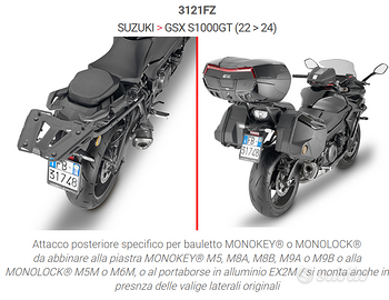 GIVI attacco posteriore moto x Suzuki GSX S 1000