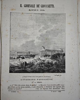 1842 Napoli Giornale de' Giovanetti Templi Paestum