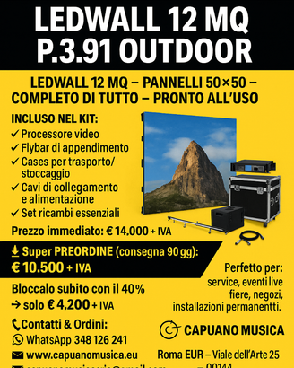 PREORDINE – LEDWALL 12 MQ P.3.91 OUTDOOR