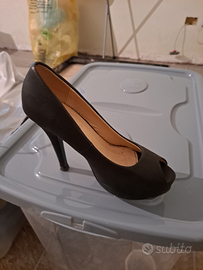 Scarpe nere, tacco alto con plateau misura 36