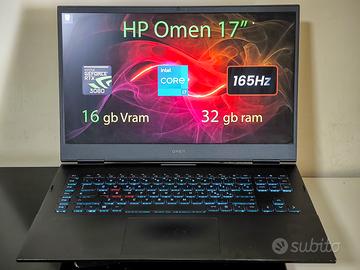 HP Omen 17" rtx 3080 16 gb vram 32 gb ram