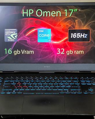 HP Omen 17" rtx 3080 16 gb vram 32 gb ram