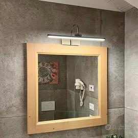 Specchio Bagno Legno Massello Abete Spazzolato