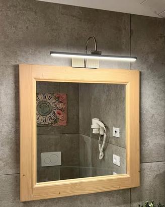 Specchio Bagno Legno Massello Abete Spazzolato