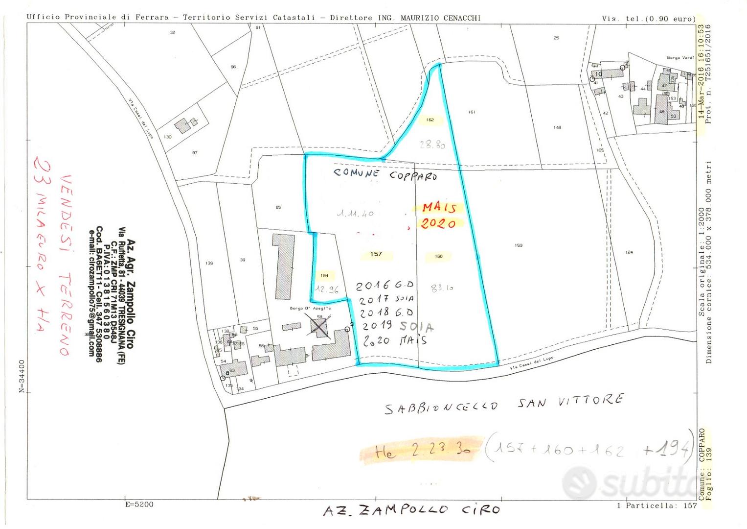 Erreno agricolo 2.23 Ha Copparo (FE) 30.000 Euro - Vista 3