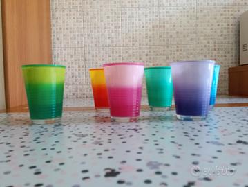 6 bicchieri vetro colorati 