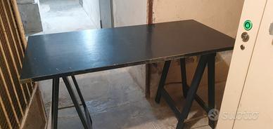 scrivania in legno co cavalletti