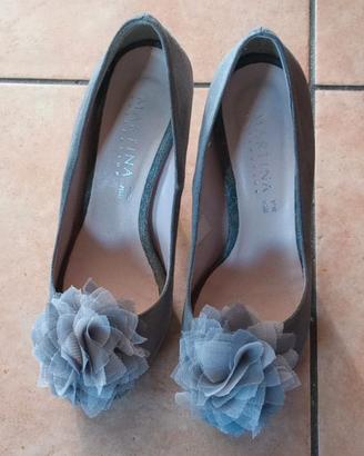 Decolleté da cerimonia peep-toe con plateau