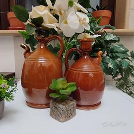 COPPIA ANTICHE OLIERE IN TERRACOTTA VASO INIZI 900