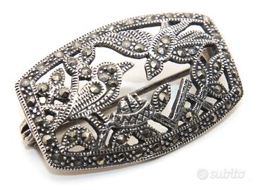 Stupenda spilla vintage argento marcasite