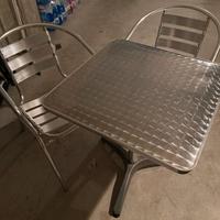 Set tavolo bar quadrato in alluminio con sedie